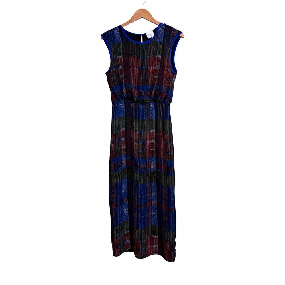 HD in Paris Plaid Woven Polyester Round Neck Sleeveless Maxi Dress Lined Size 4